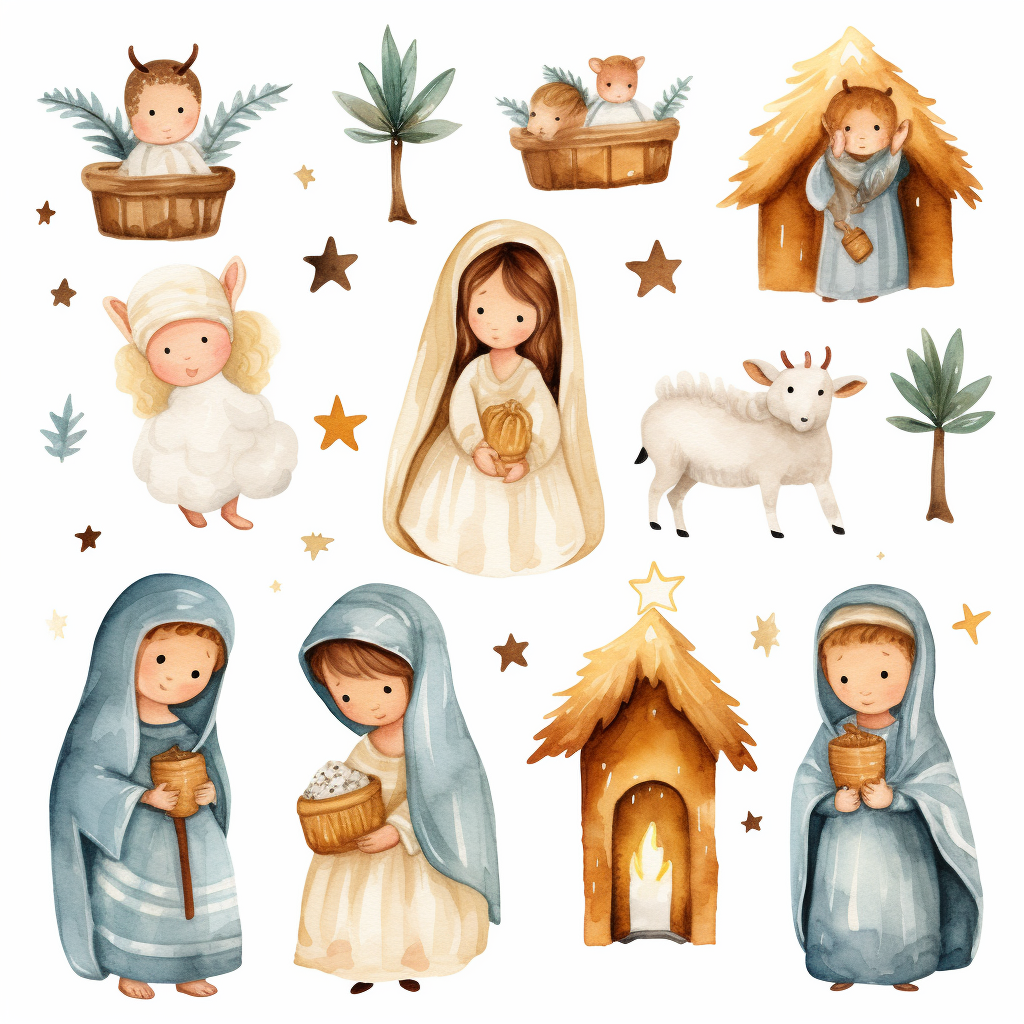 Holy Nativity Christmas watercolor clipart design