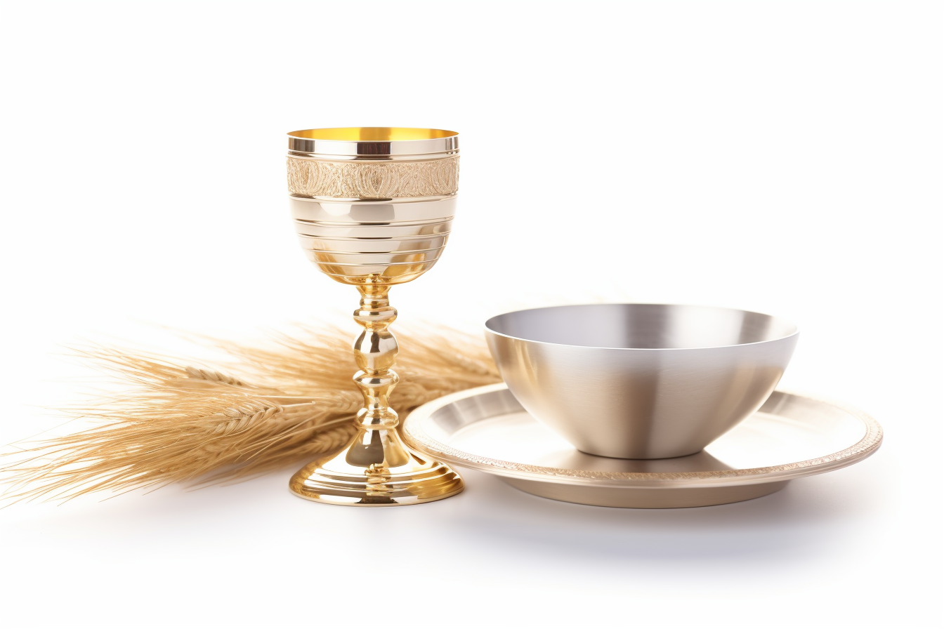 Holy Communion Symbol on White Tablecloth