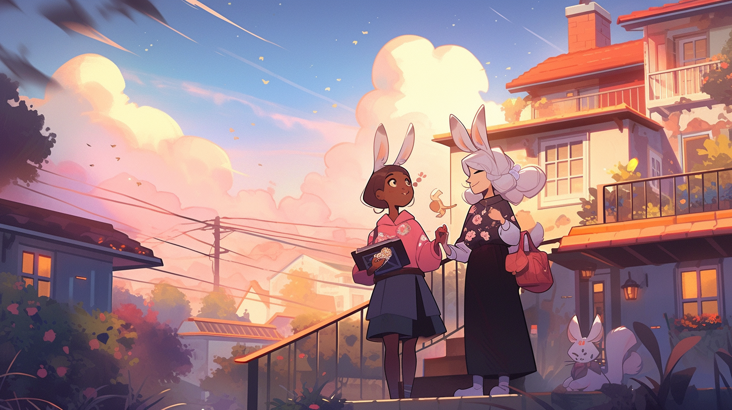 Bunny Comic Friends Hanging Out Together