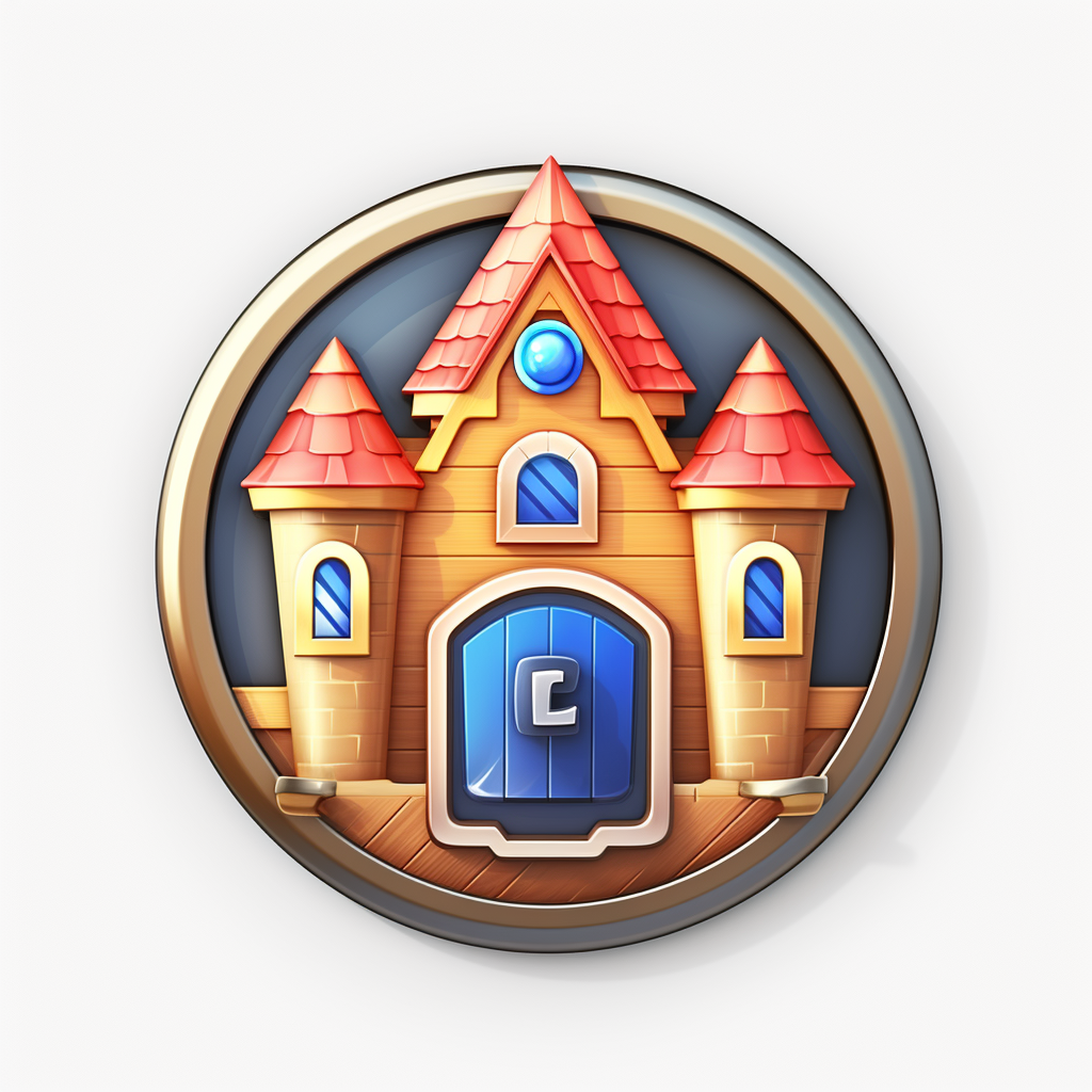 Front view of Royal Match-style home icon with 3D badge