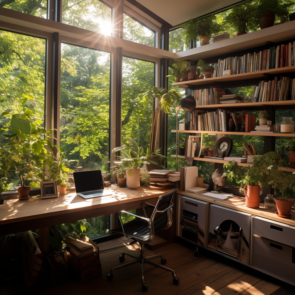 Home Office Garden Window Setup