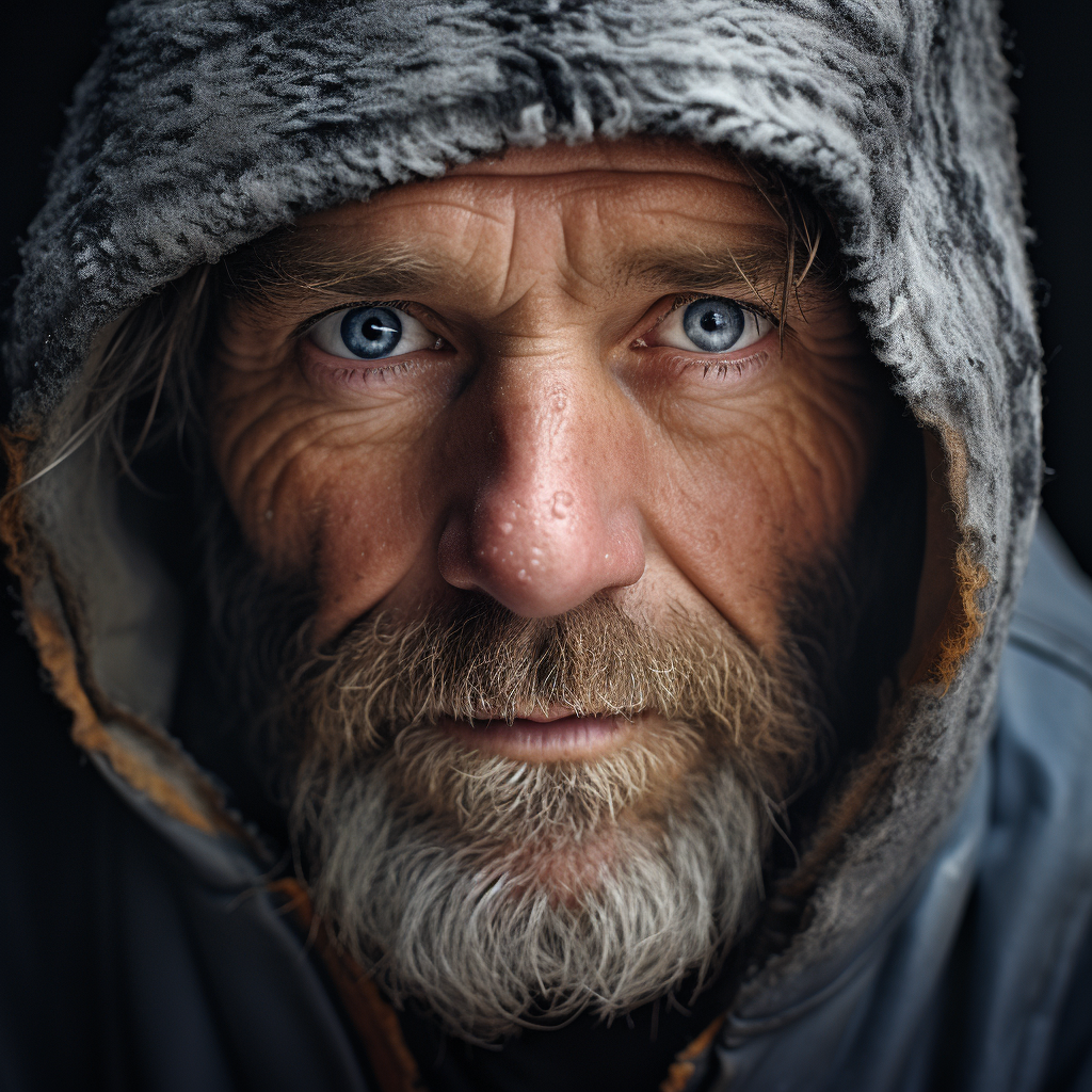 Close-up Portraits of Homeless Men