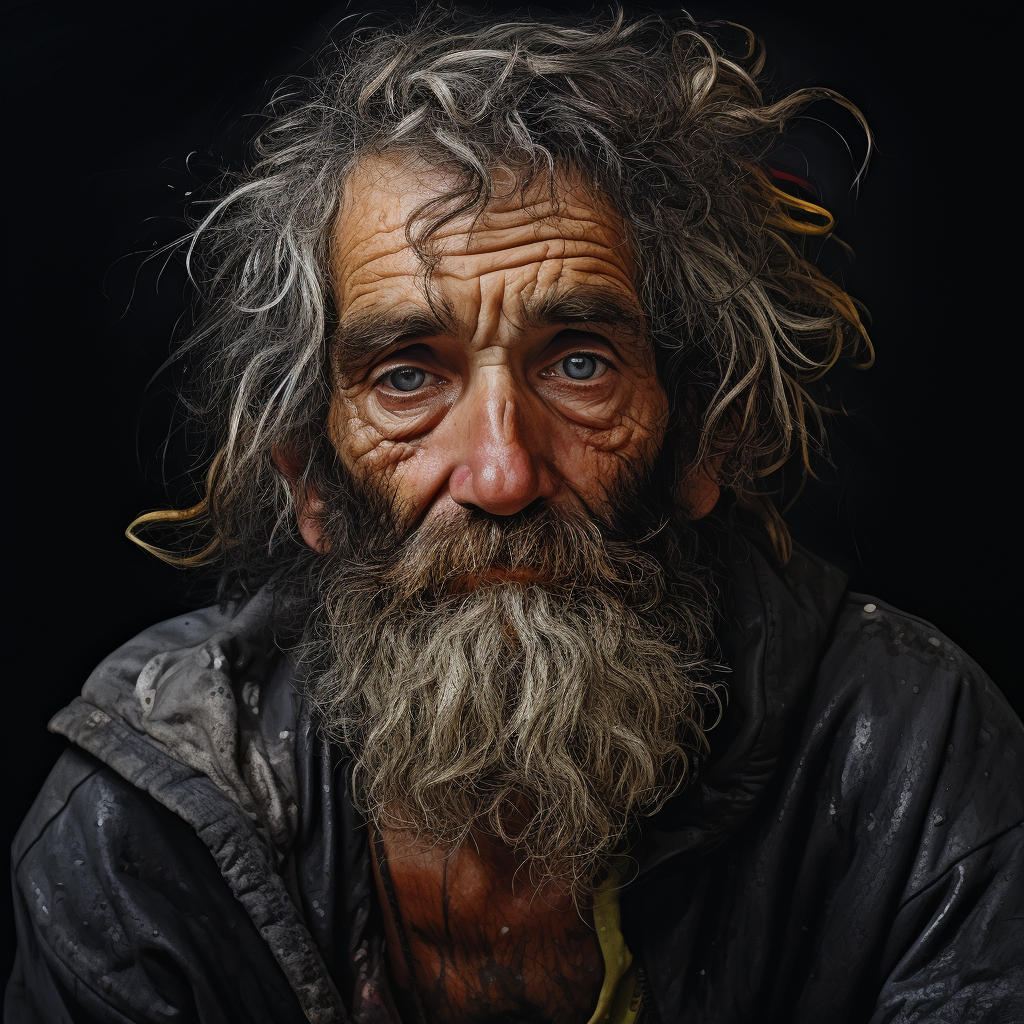 Hyperrealistic portraits of homeless men