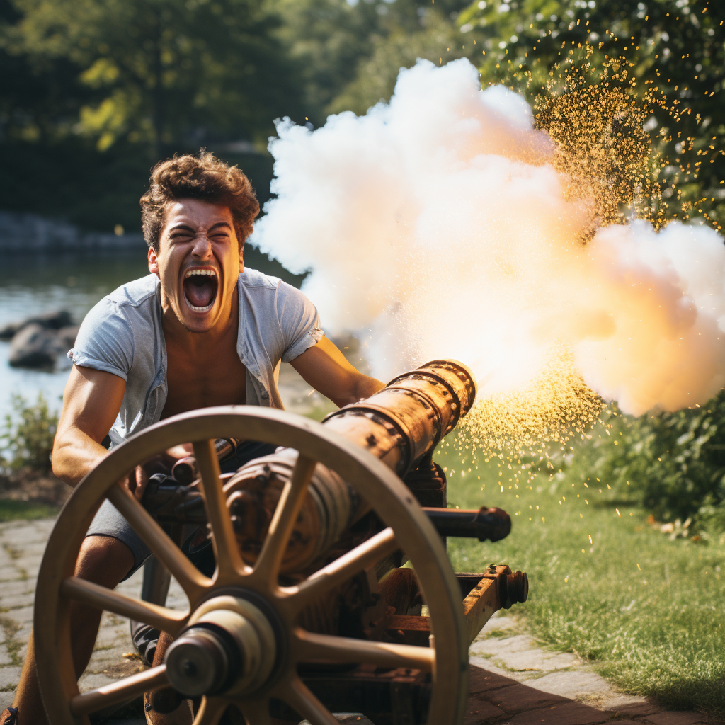 Homemade Human Cannon in Action