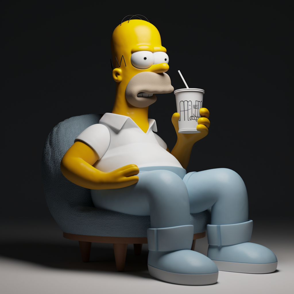 Homer Simpson holding a styrofoam cup