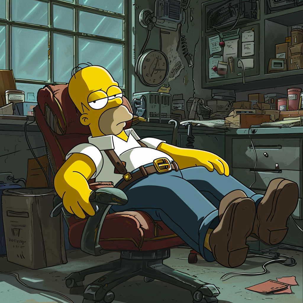 Homer Simpson Sleeping in Chair