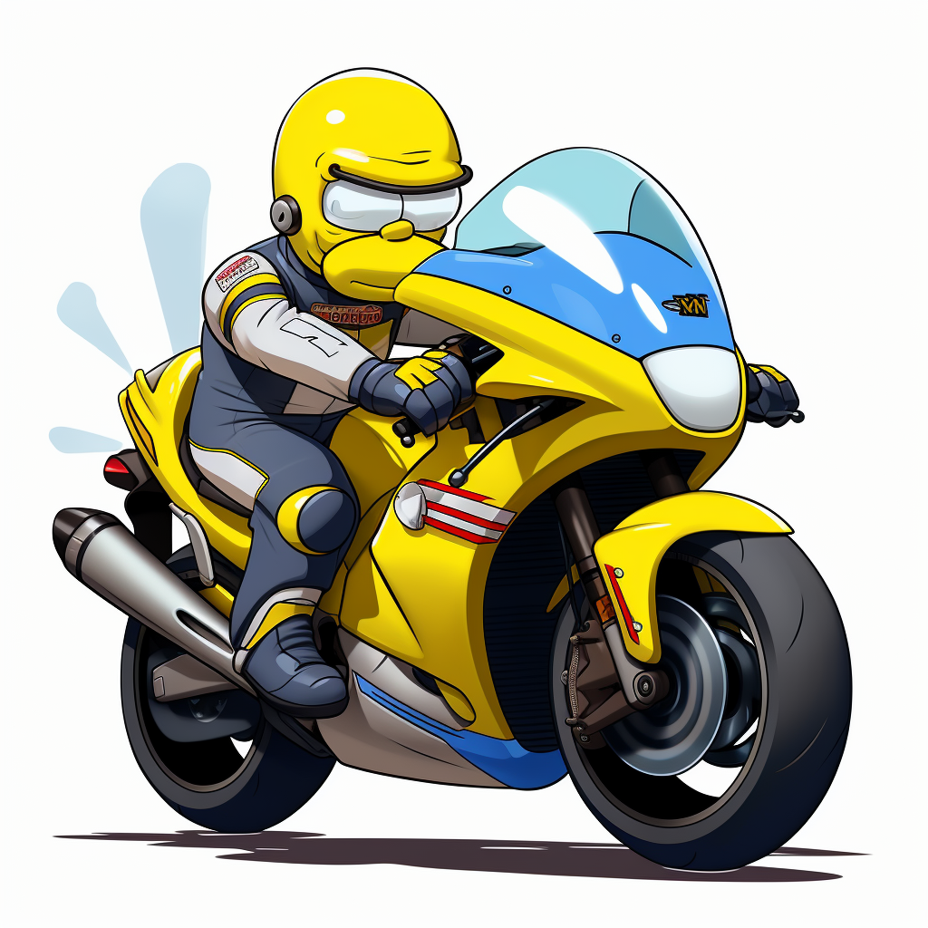 Homer Simpson on Suzuki GSXR