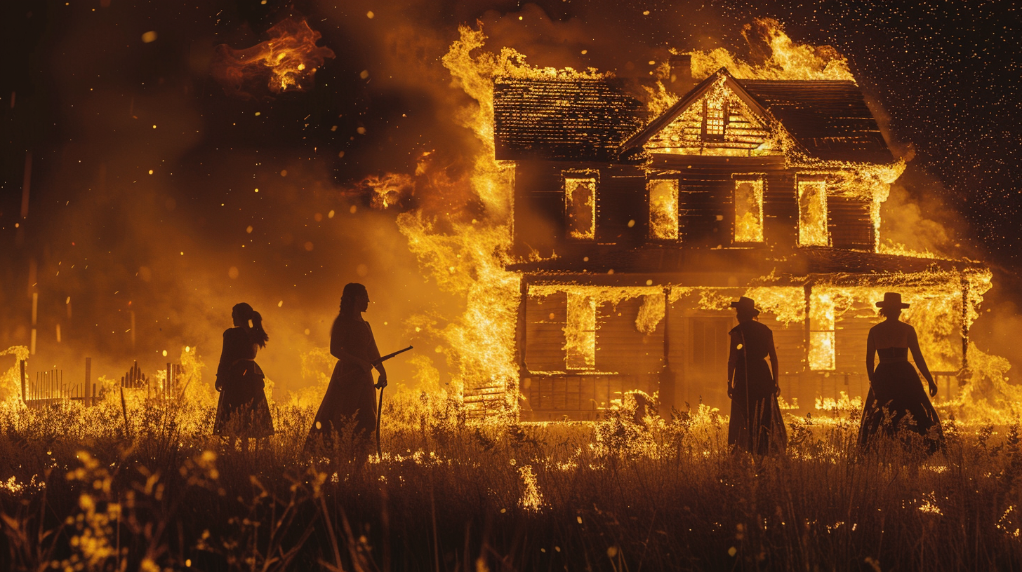 Homestead Western Thriller Film Farmhouse on Fire