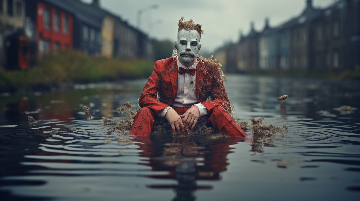 Man in water drop costume