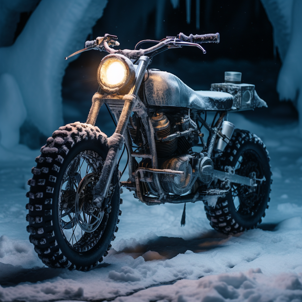 Honda GX 50 Motorcycle with Frozen Tundra Background