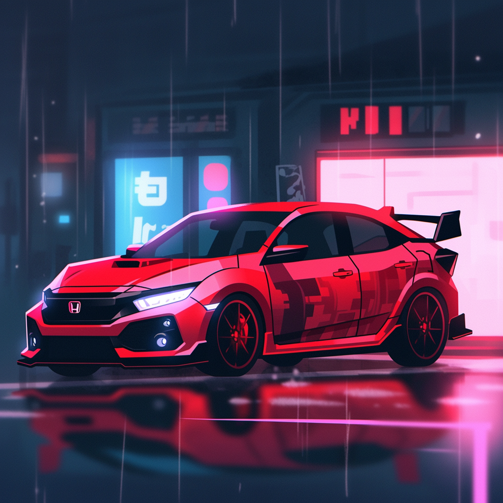Honda Civic Type R Red Neon Street