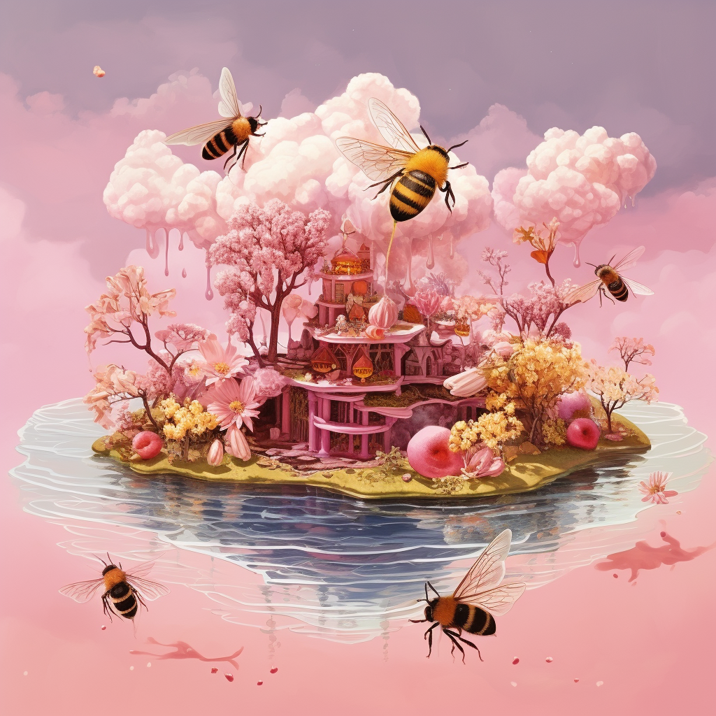 Vivid and Elegant Floating Island of Honey and Bees