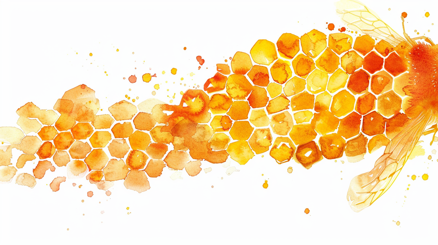 Vector watercolor honey comb on white background