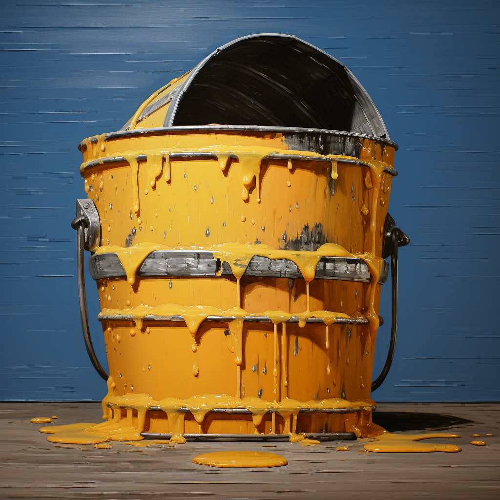 Colorful honey bucket with oil paint