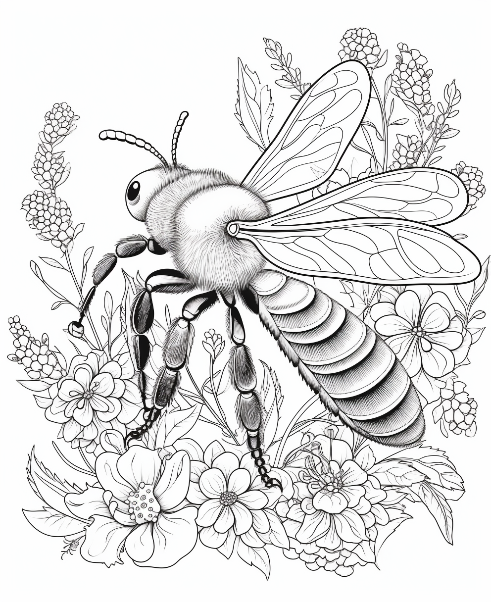 Coloring page of a honeybee