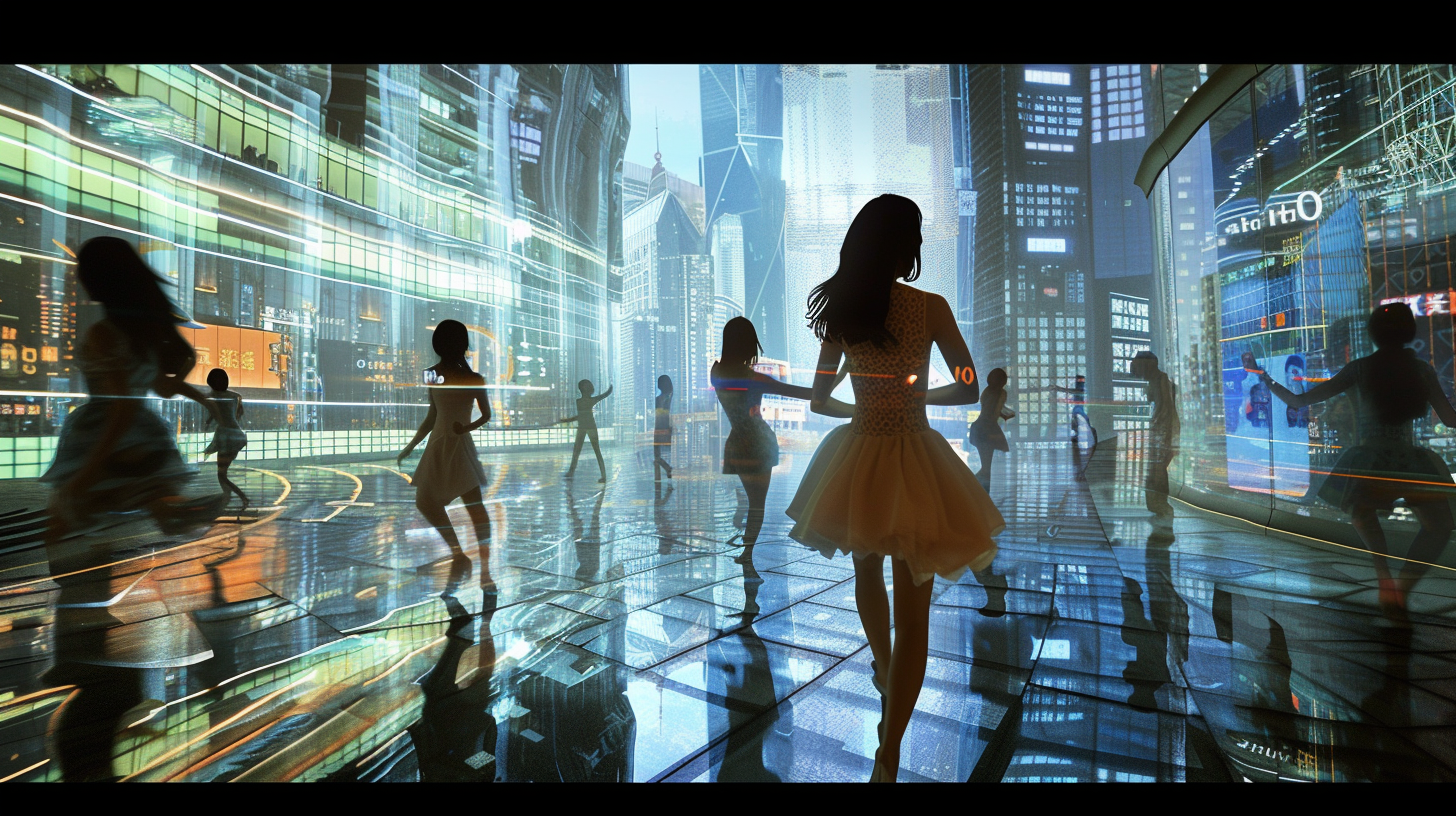 Hong Kong Futuristic Canal City Dancing Office Ladies