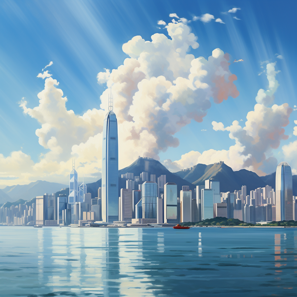 Beautiful Hong Kong Skyline in Morning Sun