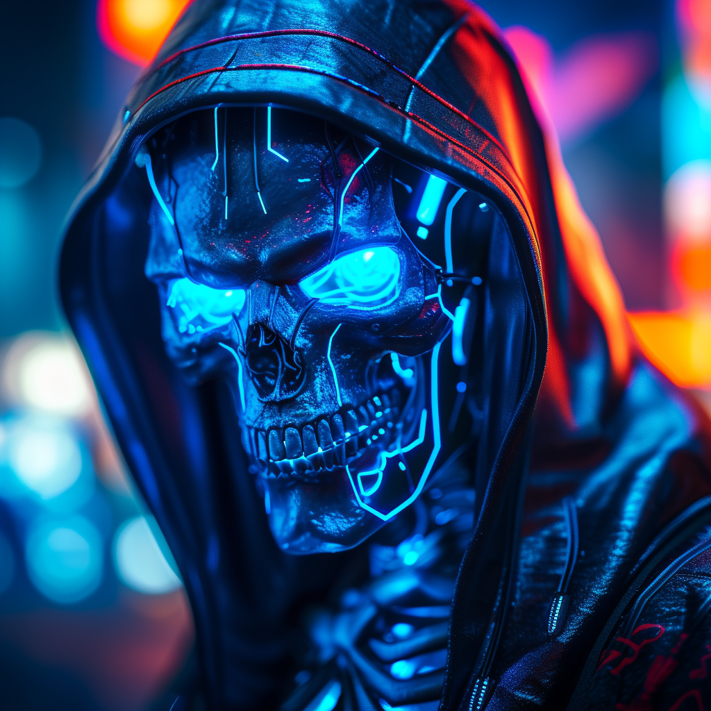 Hooded Skeleton with Blue Fire Eyes