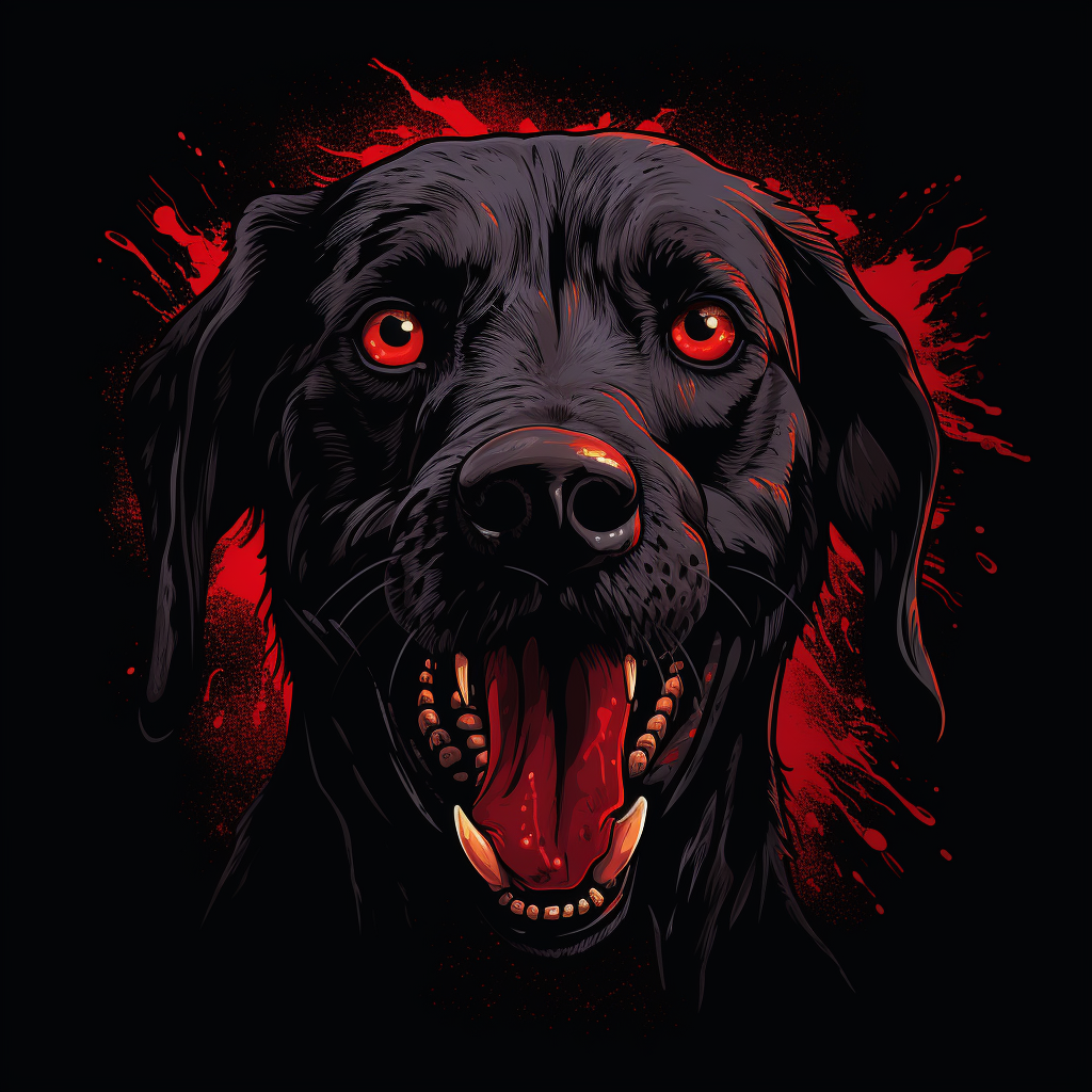 Sinister dog with red eyes