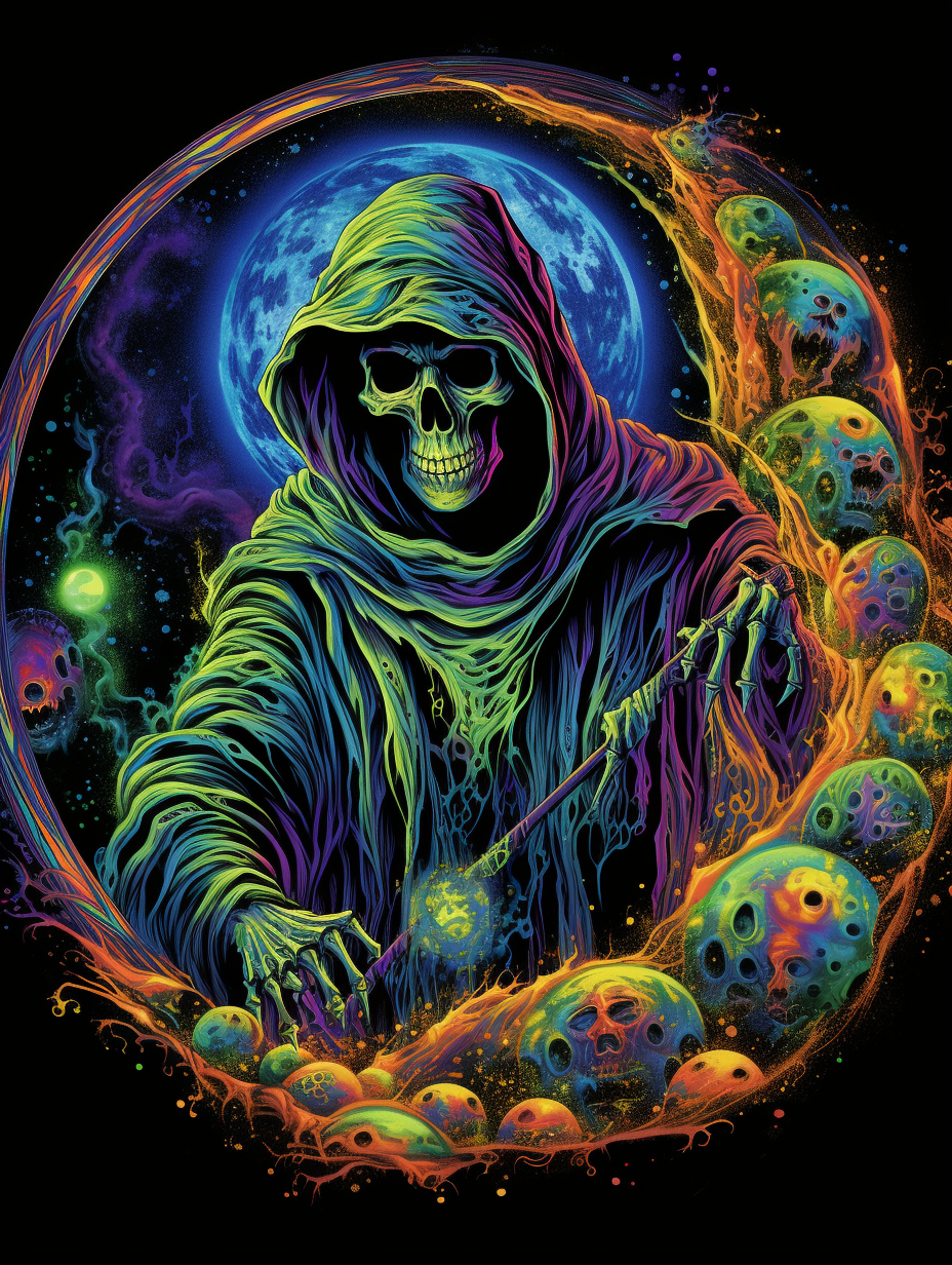 Spooky grim reaper circle tshirt design