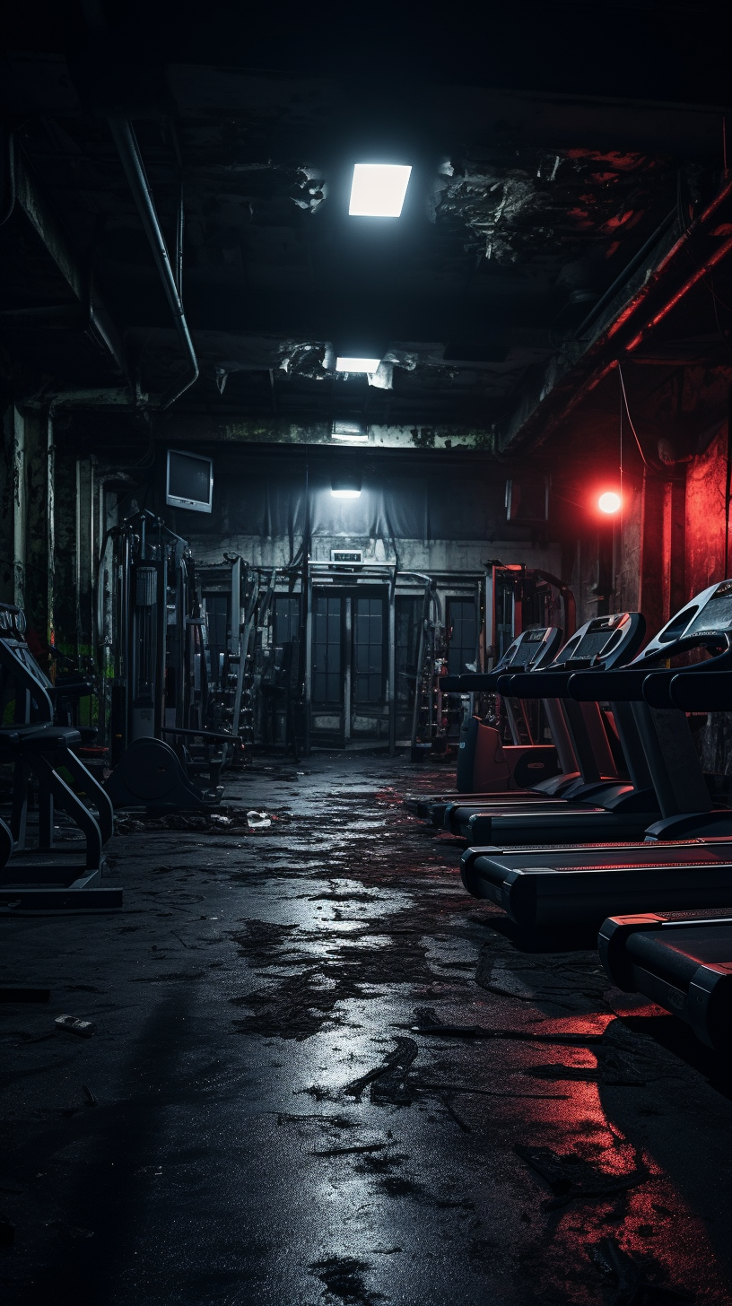 Dark gym with eerie atmosphere