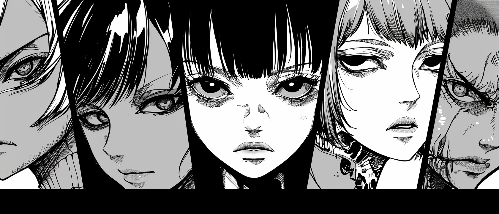 Creepy horror manga faces prompt