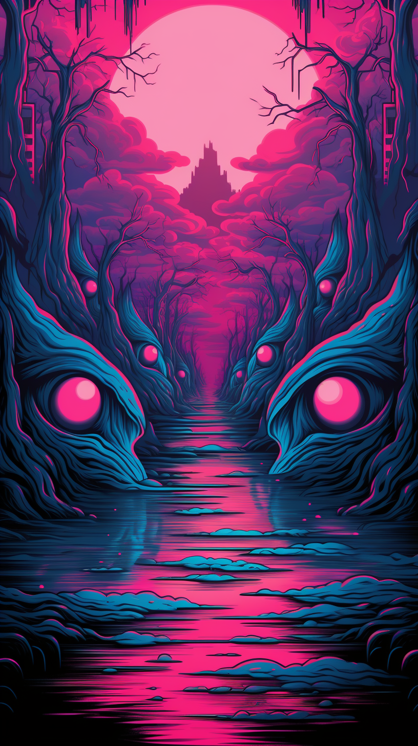 Horror pattern in vapor wave style