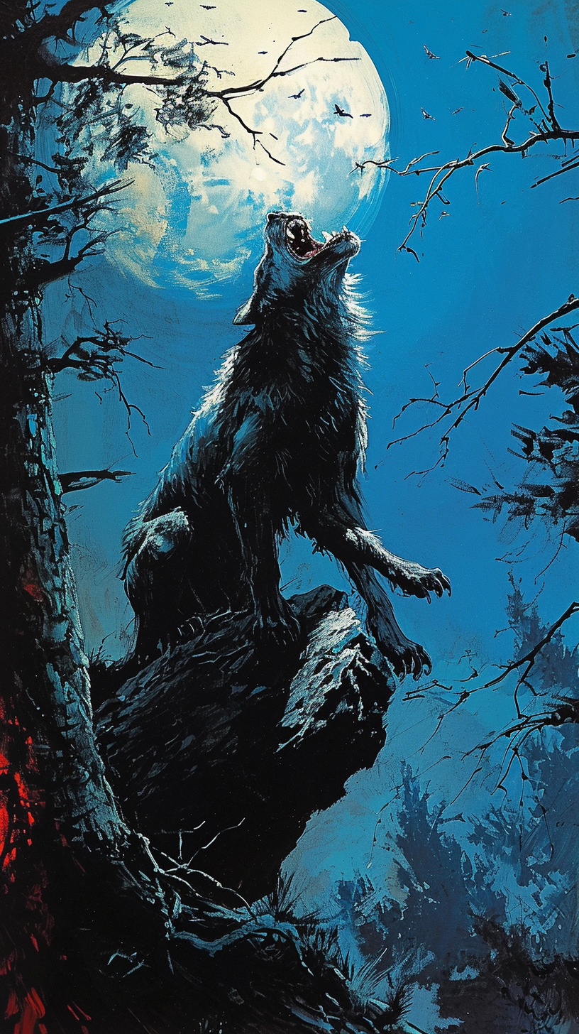 Werewolf howling at the moon