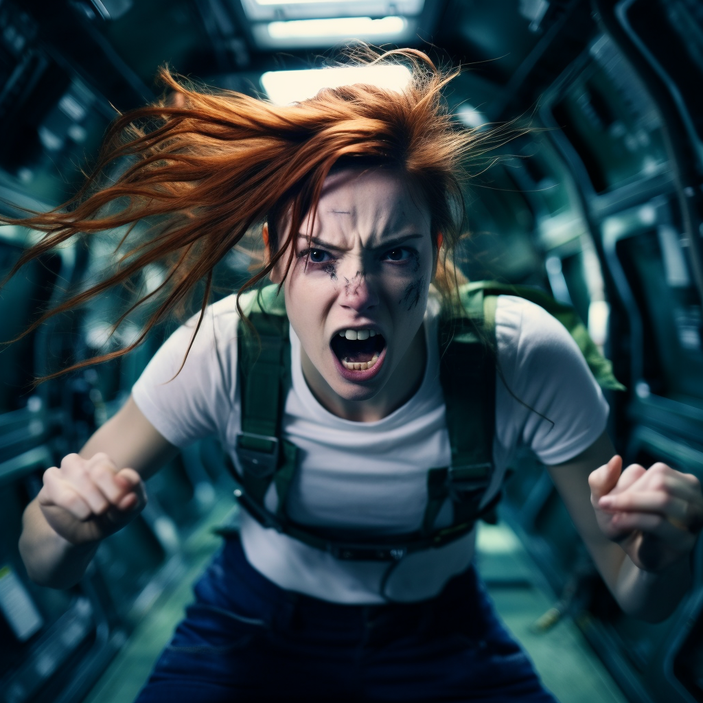 Horror zombie girl with green skin