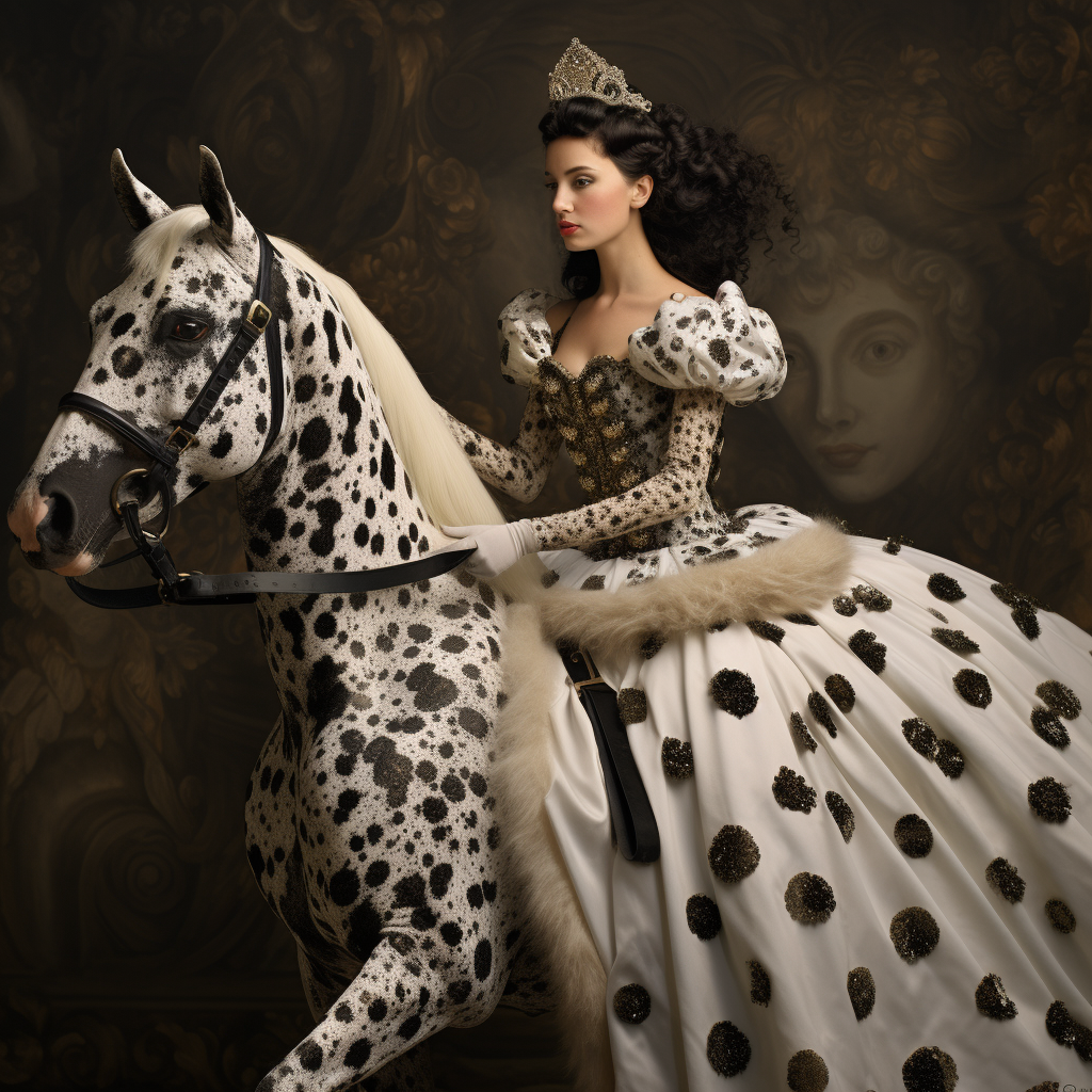 Horse with Dalmatian Fur Princess Ride