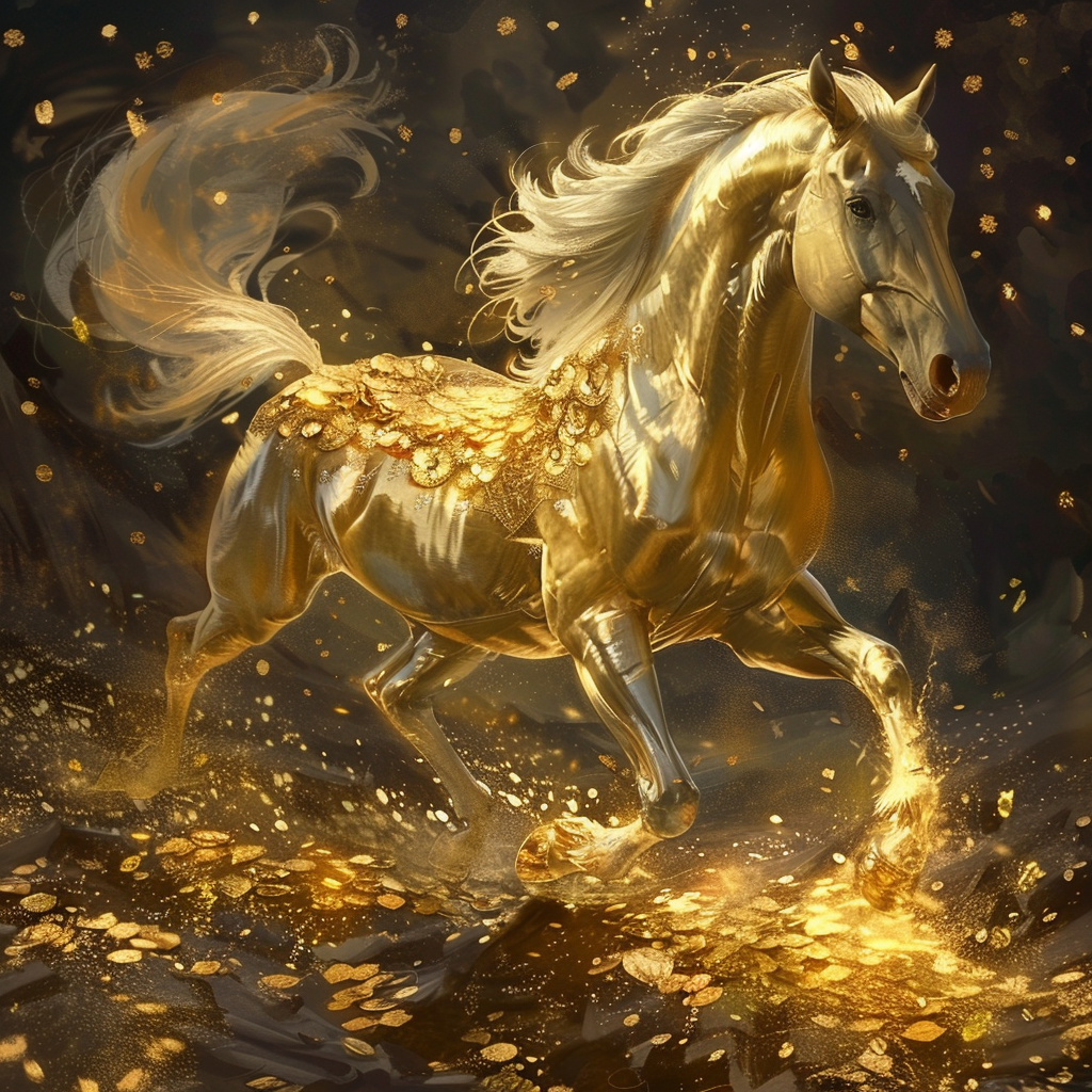 Magical horse with gold arcanic