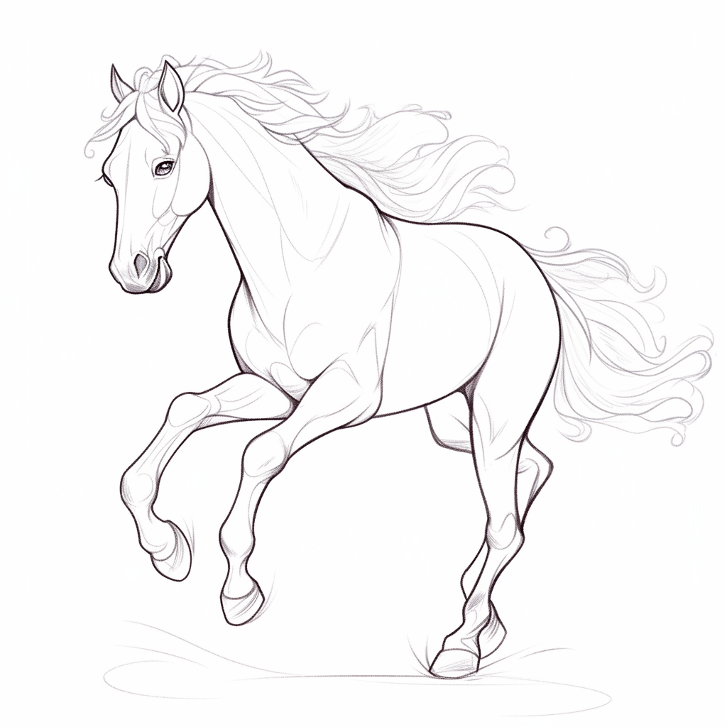 Horse sketch in line art style