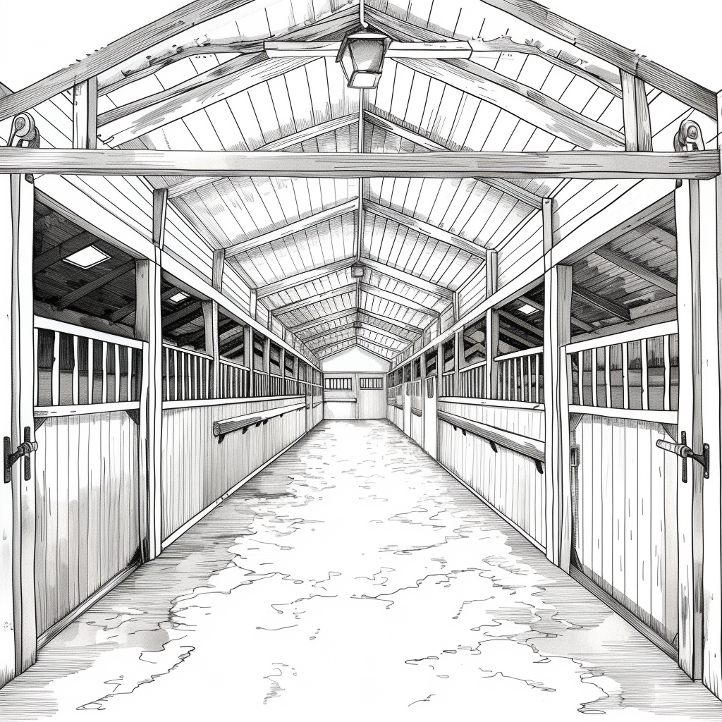 Horse Stable End View