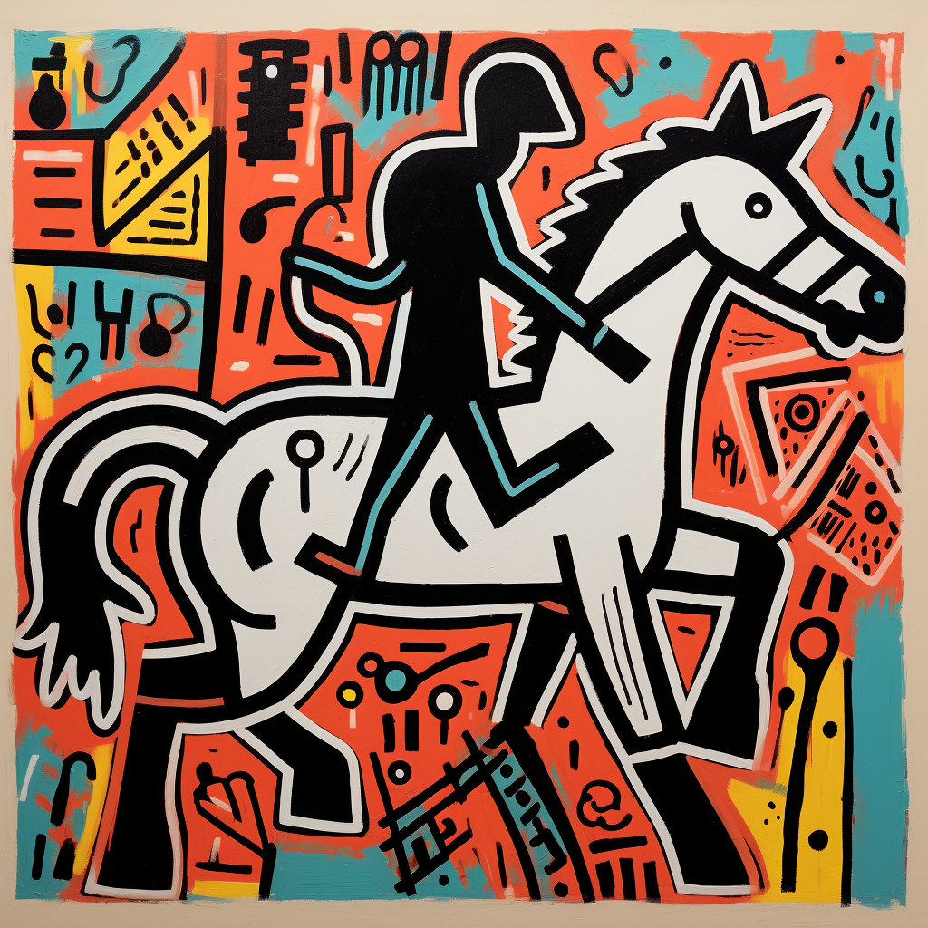 Vibrant horse and rider art