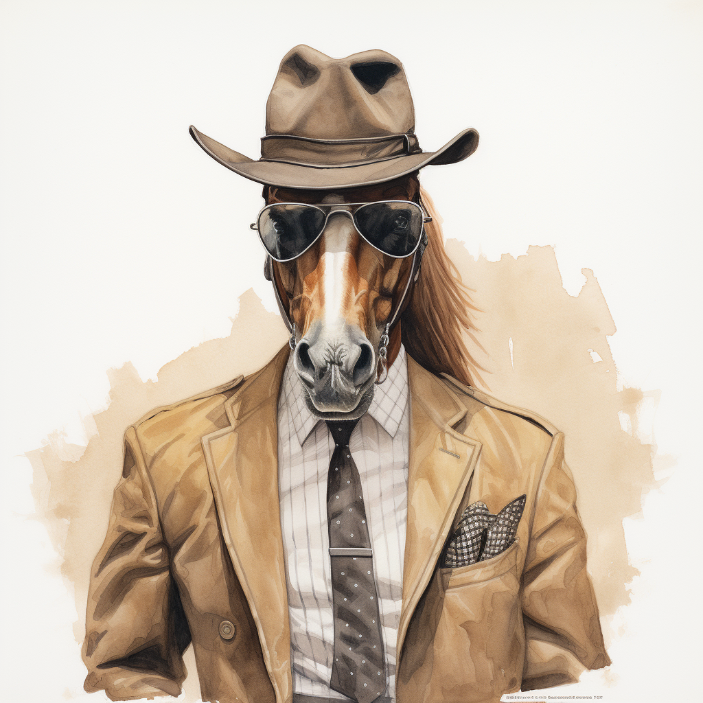 Funny horse dressed as a detective