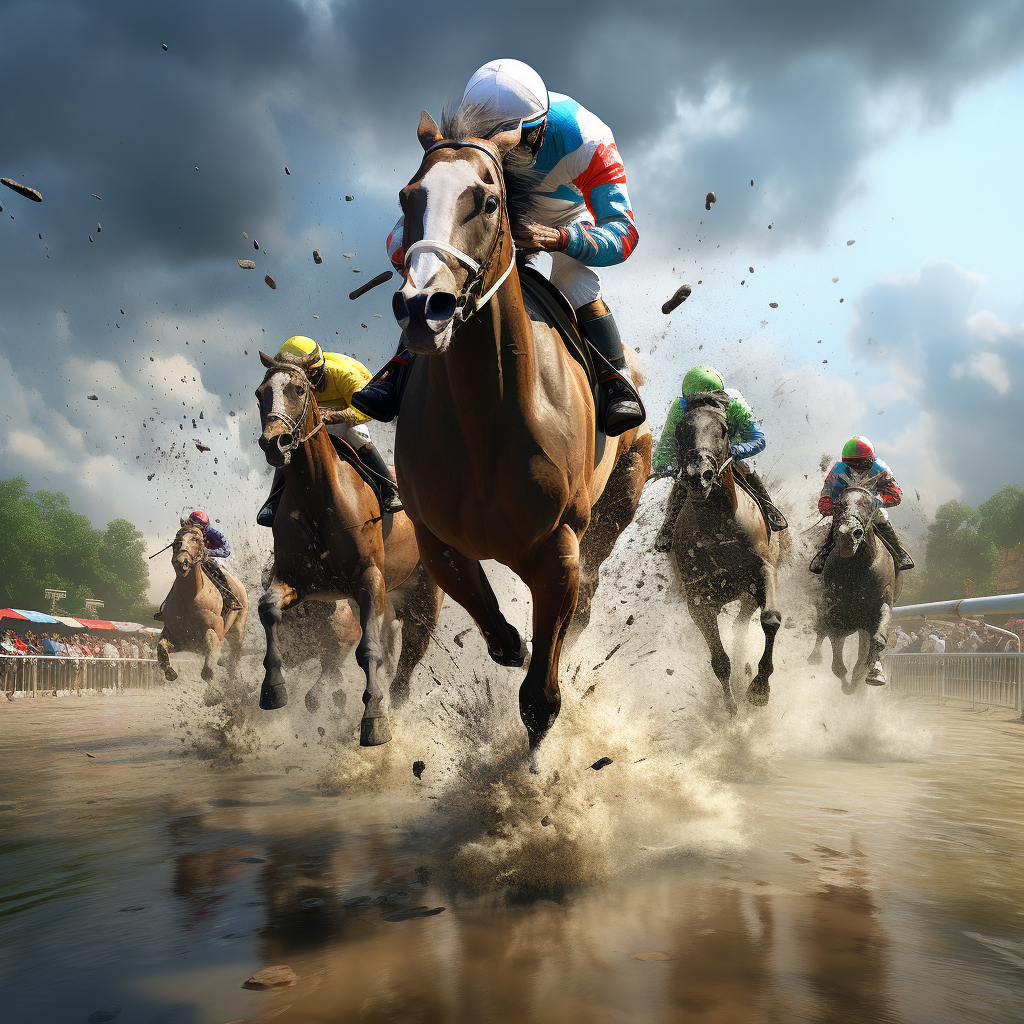 High-energy horse racing action