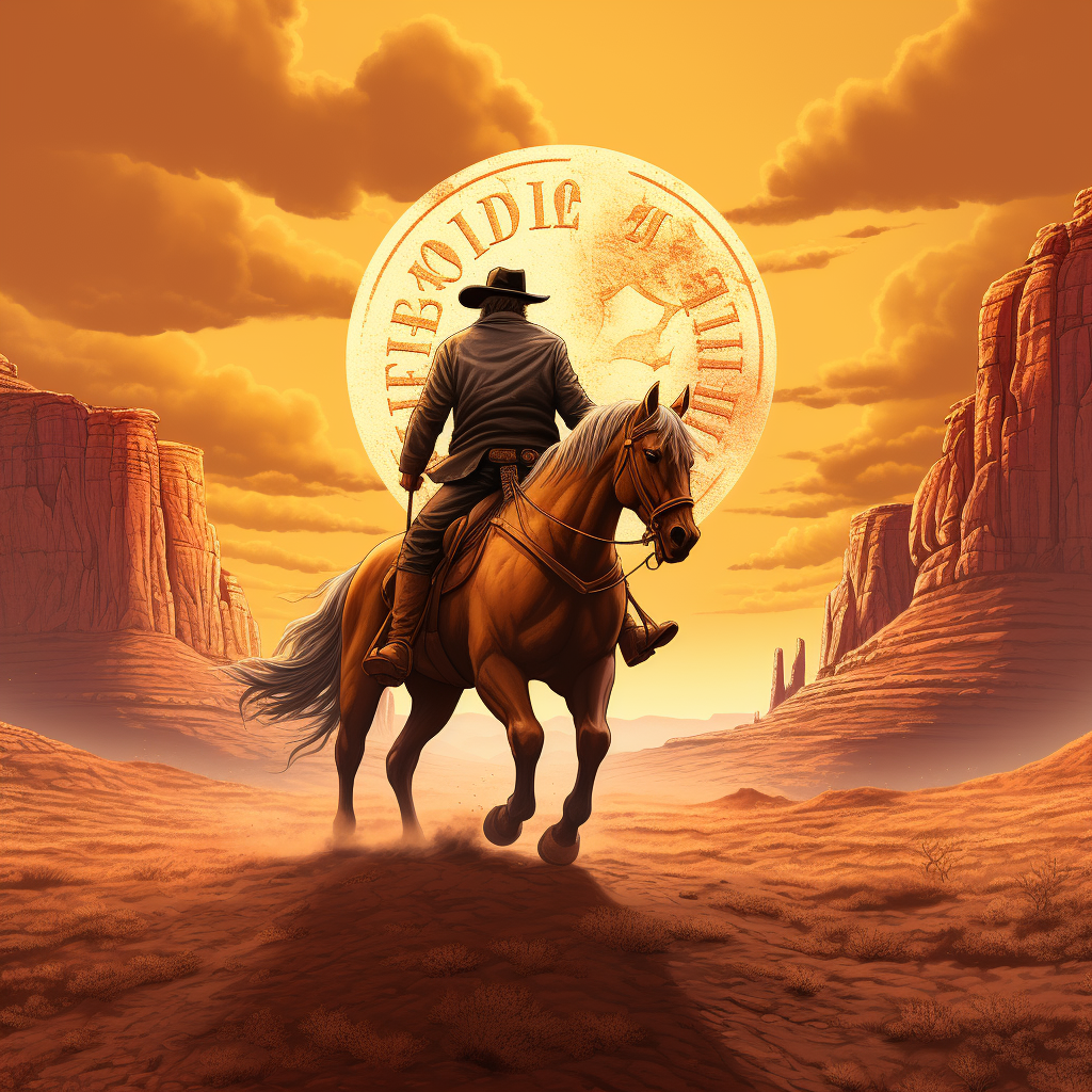 Horseman with Bitcoin Symbol Logo Riding