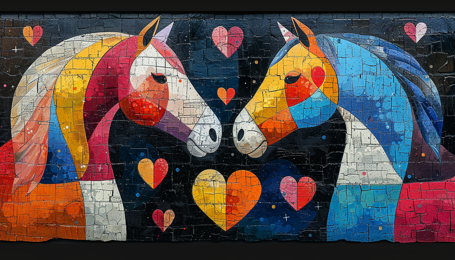 Colorful Hearts on Horses