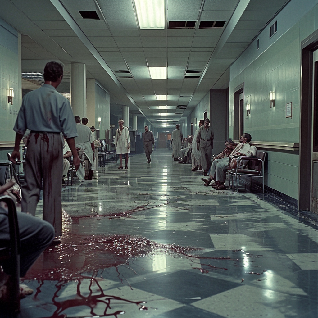 hospital lobby zombies attacking staff patients