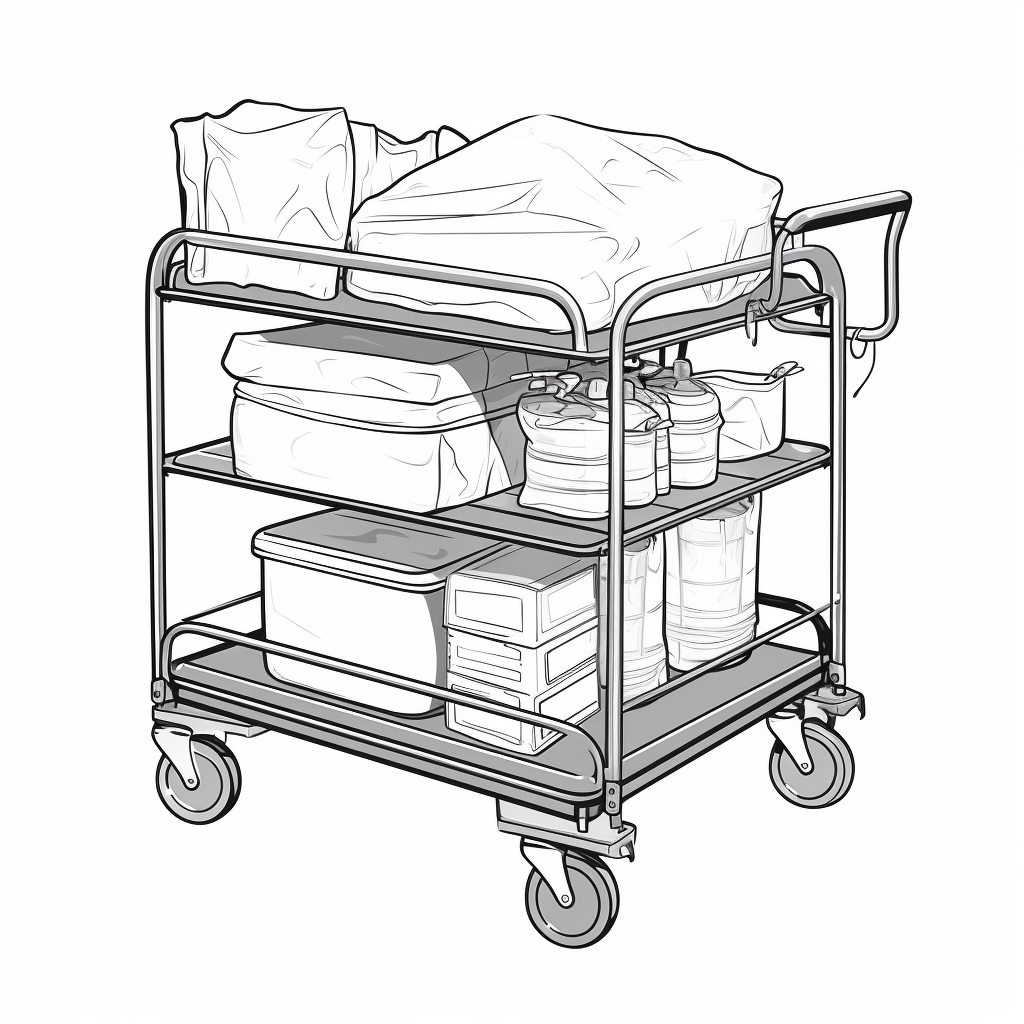 Sterilized Surgical Trays on Hospital Cart