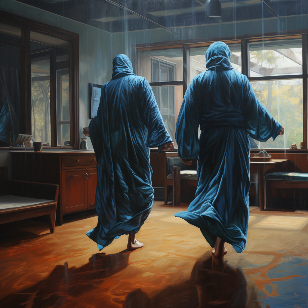 Two Magic Monks running in hospital ward