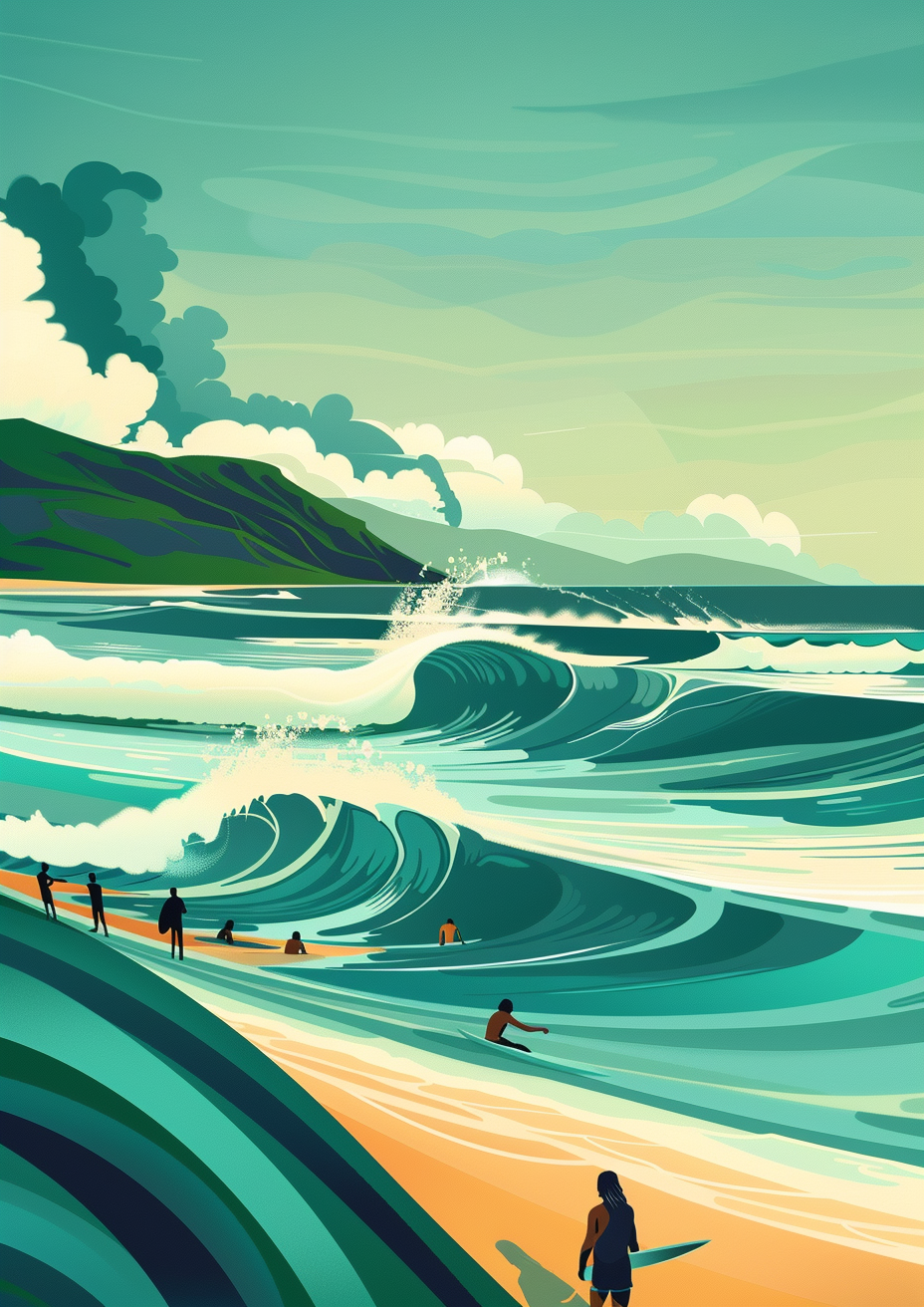 Modern Hossegor Flat Illustration