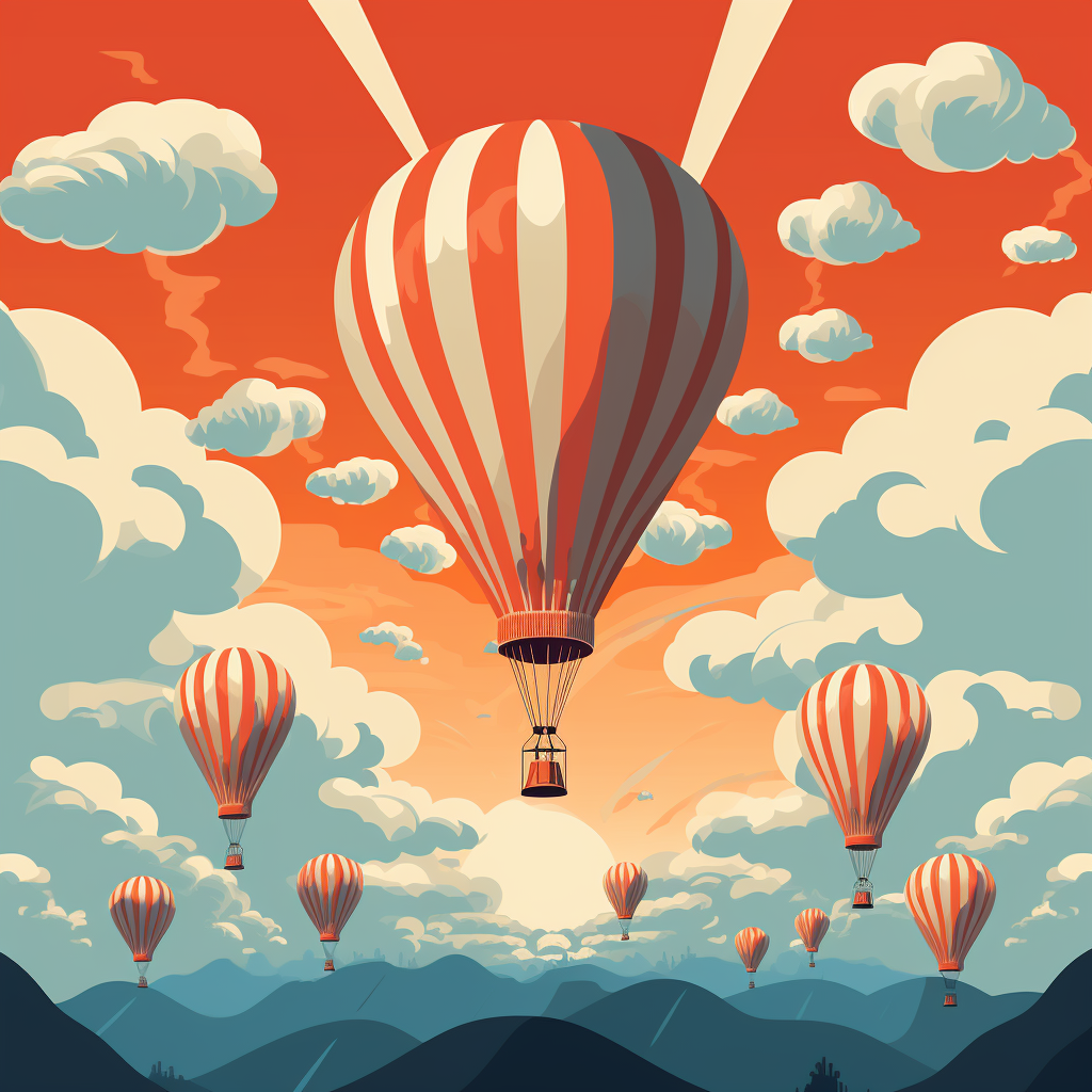 Illustration of hot air balloons soaring in the sky