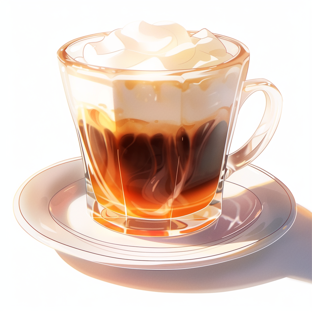 Photorealistic hot coffee in transparent cup