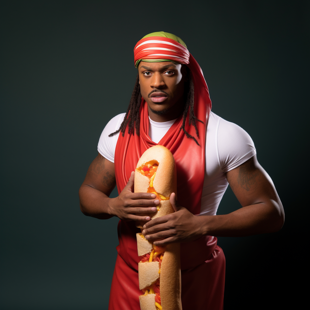 Deshaun Watson dressed as a hot dog with towel