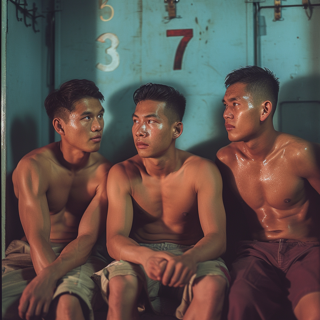 Filipino Chinese Men in Gym Locker Room