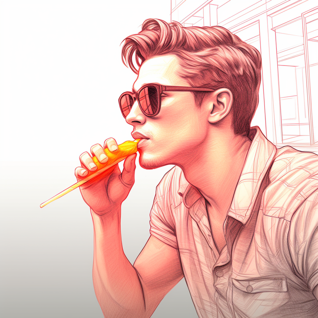 Attractive man enjoying popsicles