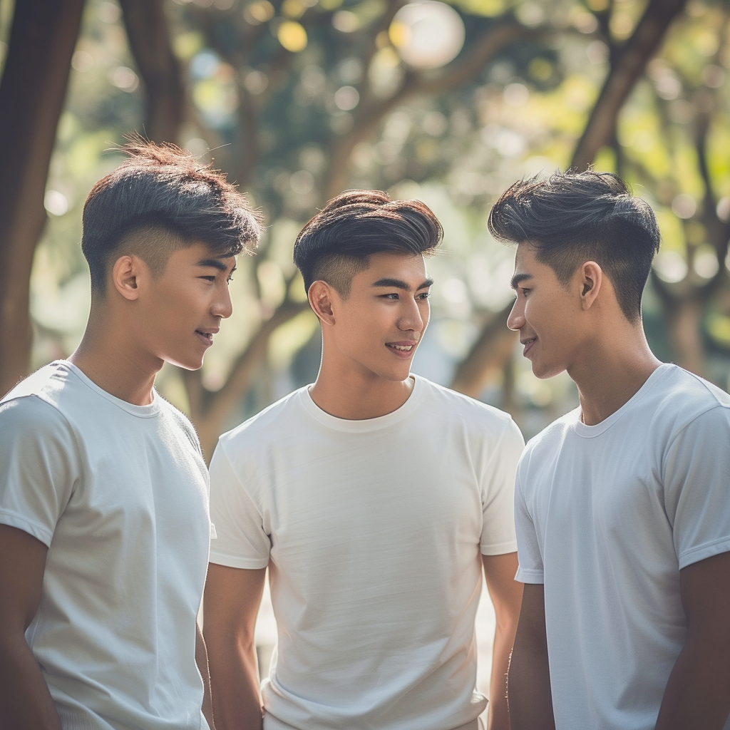 Handsome Chinese Filipino Men on a Park Date