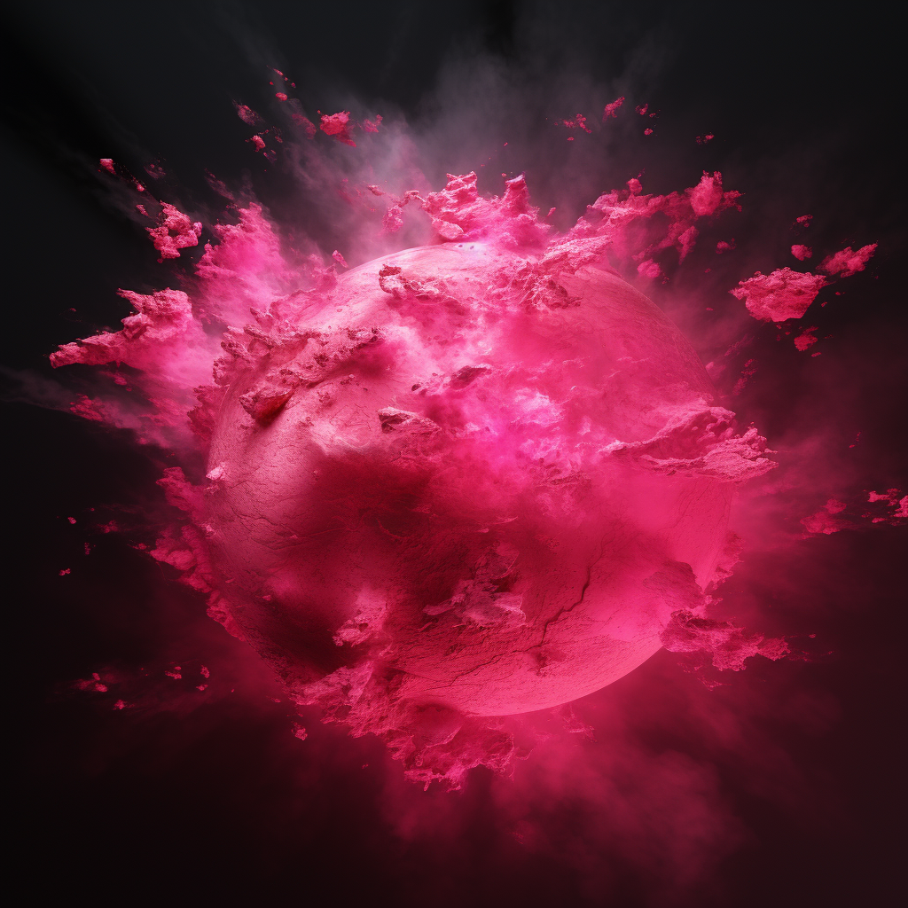 A hyper realistic hot pink map floating in space