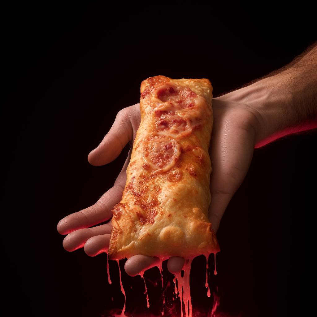 Hands with hot pockets snack